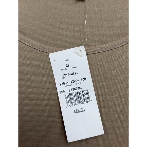 Maggie Barnes Women’s Plus Sz 3X Midi Dress Tan Beige Minimalist Modest - Picture 11 of 13